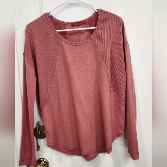 PrAna Peach Waffle Knit Long Sleeve Top medium - Picture 1 of 5